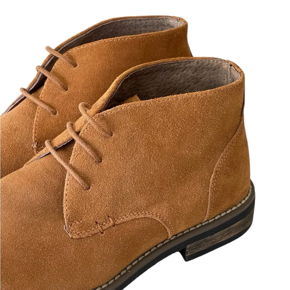 Bruno Marc Tan Suede Chukka Boots Men’s Sz 7 Lace Up Leather Lined Round Toe